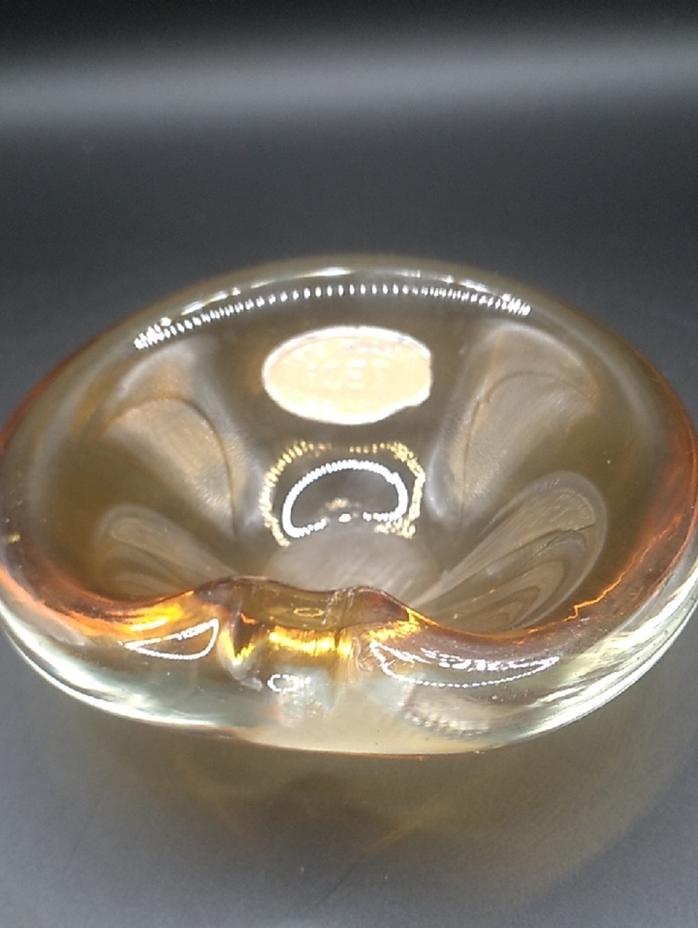 Vintage ICET Arte Murano Amber Glass Ashtray (B6)